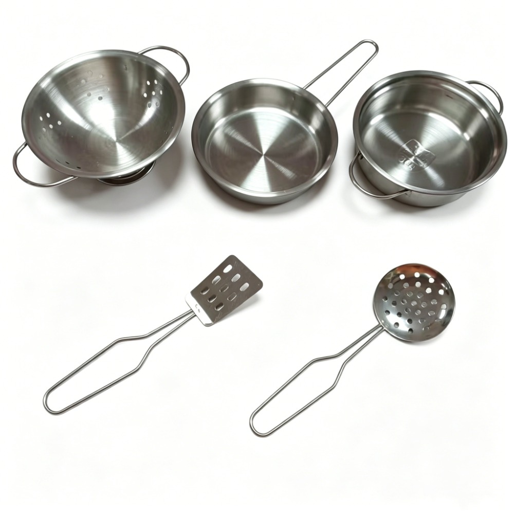 Kids Outdoor Kitchen Set - 5Pcs Kids Stainless Steel Cookware Toy,