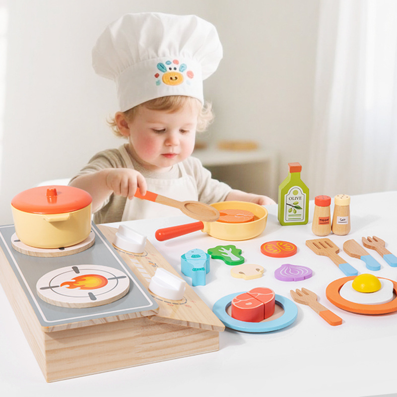 Kids Outdoor Kitchen Set - Montessori Early Education Wooden Child Simulation