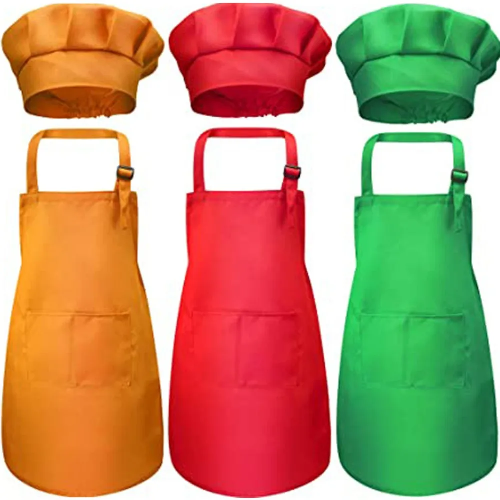 Kids Outdoor Kitchen Set - Children Chef Apron Front Pocket Bib