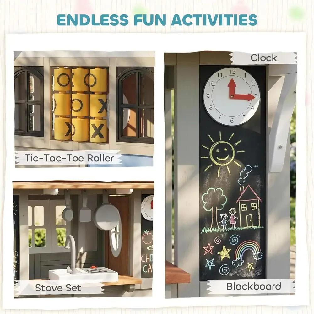 Qaba Outdoor Playhouse, Wooden - Qaba Kids Outdoor Playhouse recension och pris