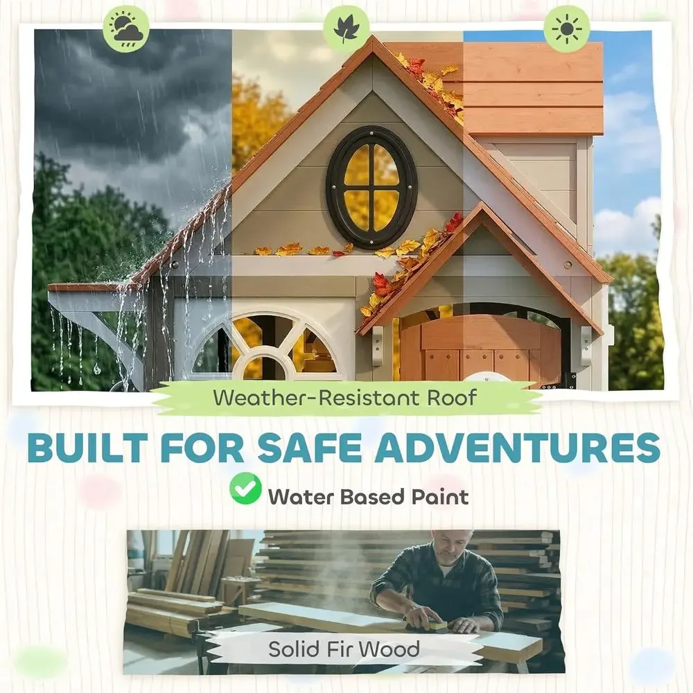 Qaba Outdoor Playhouse, Wooden - Qaba Kids Outdoor Playhouse recension och pris