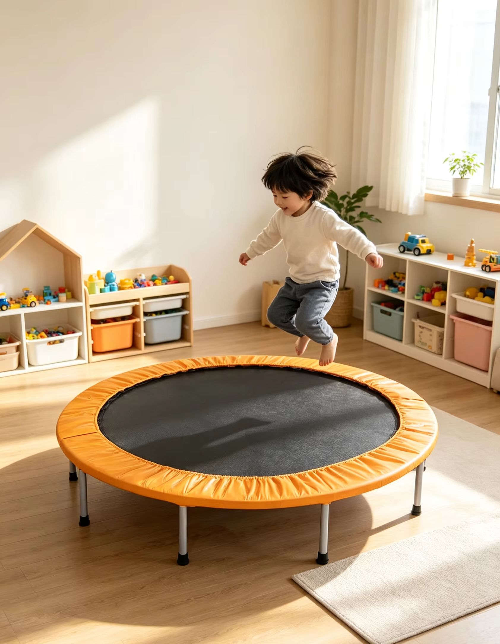 Round Mini Trampoline with Ora - Kids Indoor Outdoor Trampoline recension och pris