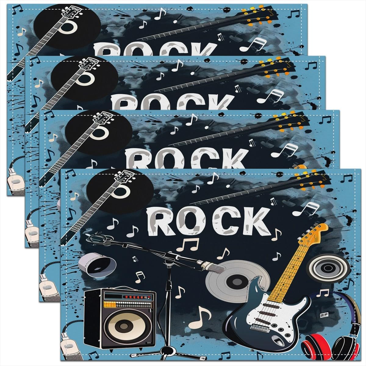 Rock Music Placemats Set of 4  - Kids Outdoor Kitchen Set recension och pris