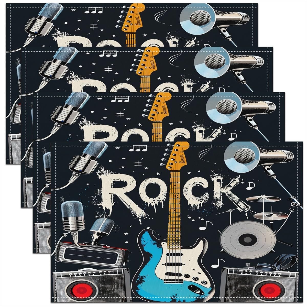 Rock Music Placemats Set of 4  - Kids Outdoor Kitchen Set recension och pris