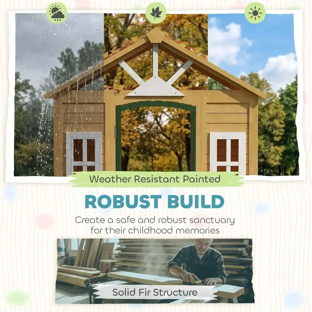 Qaba Outdoor Playhouse, Wooden - Qaba Kids Outdoor Playhouse recension och pris