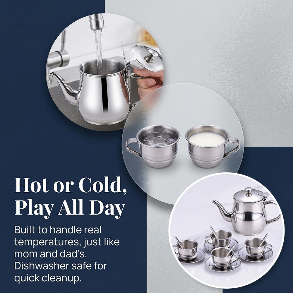Kids Stainless Steel Tea Set P - Kids Outdoor Kitchen Set recension och pris