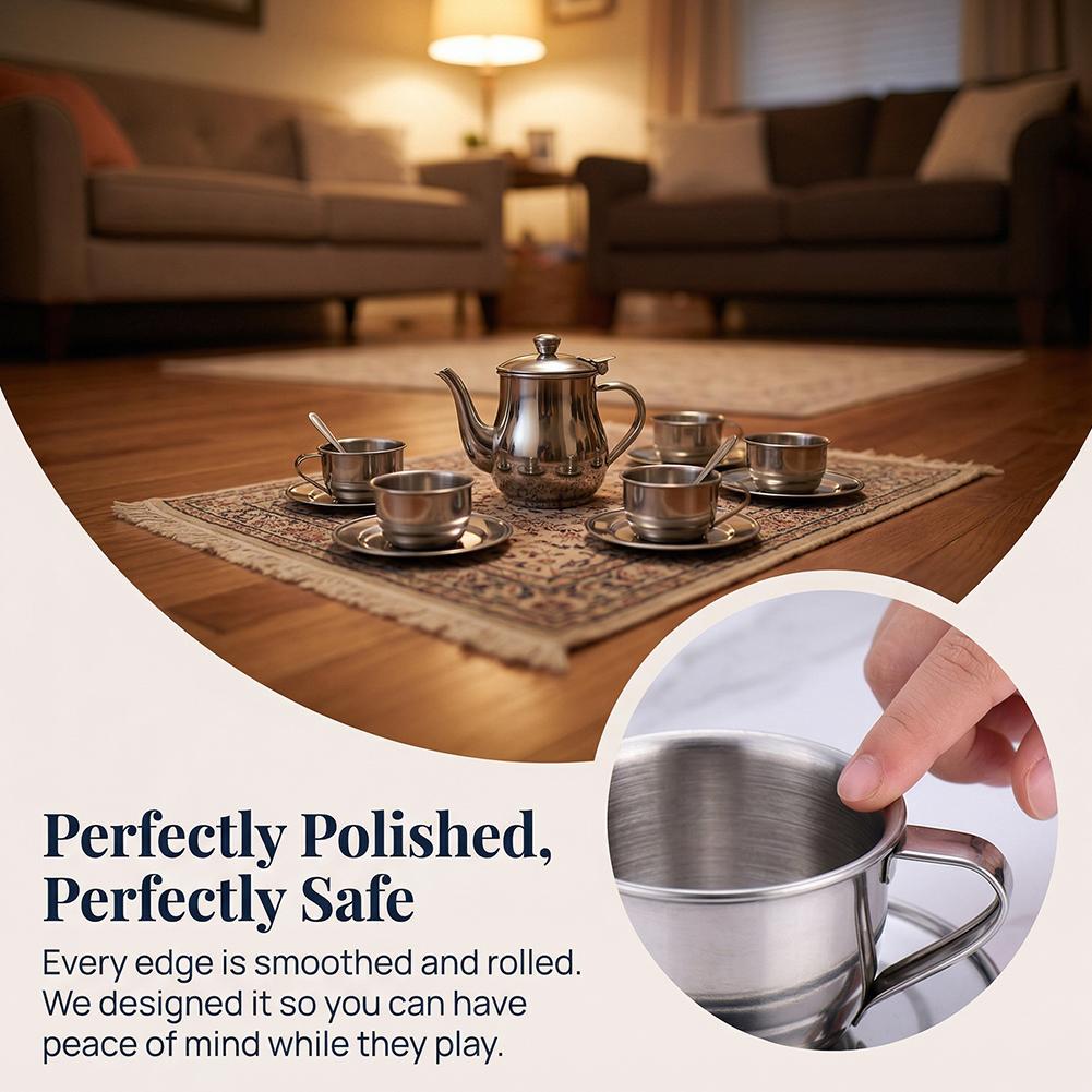 Kids Stainless Steel Tea Set P - Kids Outdoor Kitchen Set recension och pris