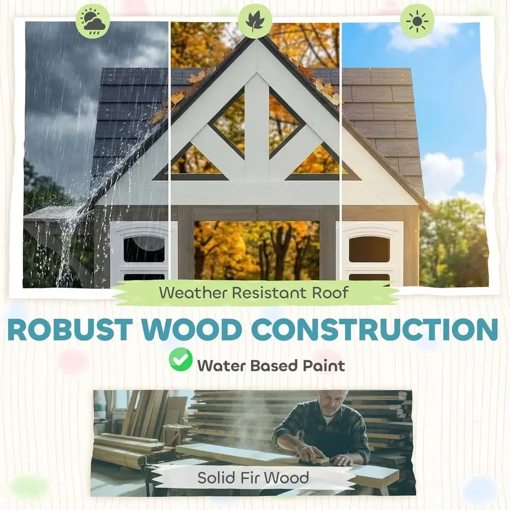 Qaba Outdoor Playhouse, Wooden - Qaba Kids Outdoor Playhouse recension och pris