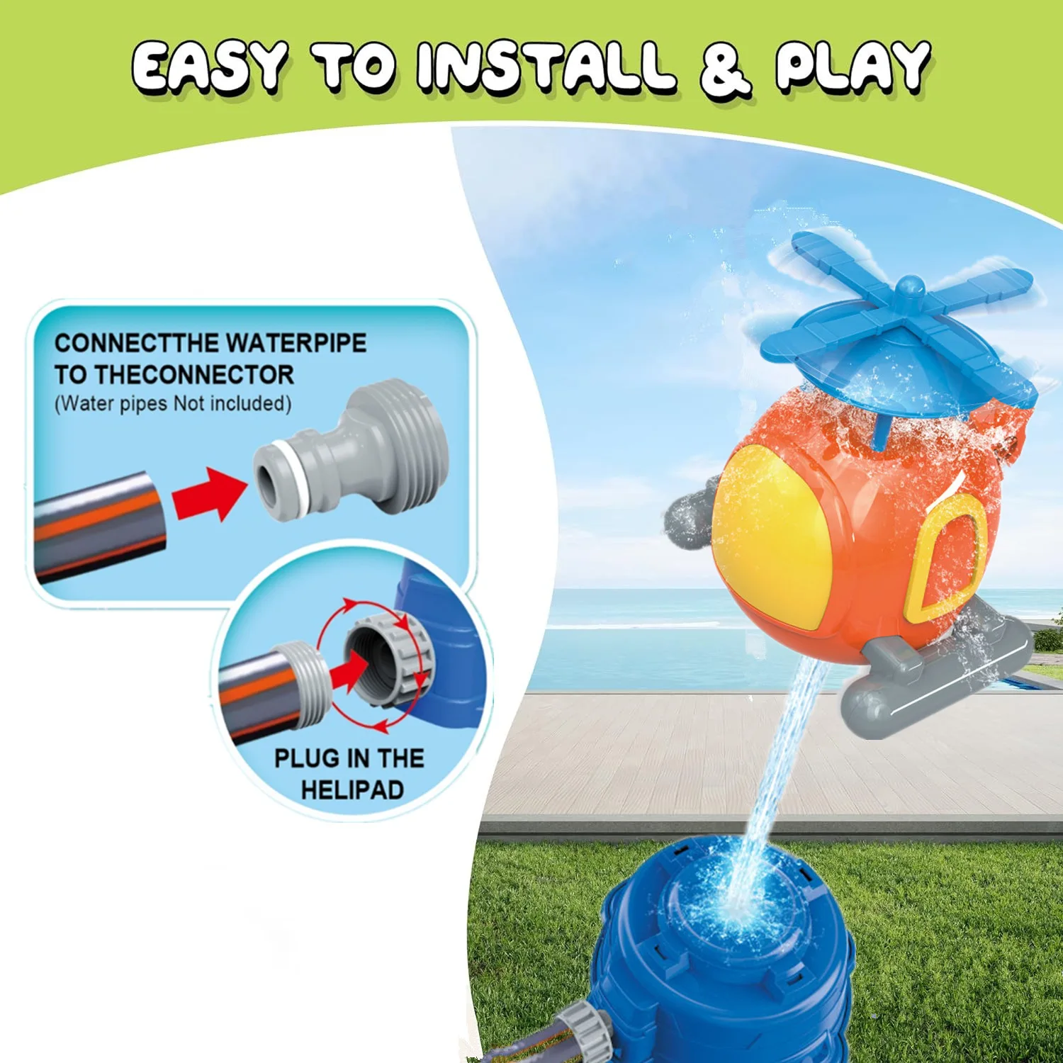 Helicopter Sprinkler Water Toy - Kids Outdoor Yard Toys recension och pris
